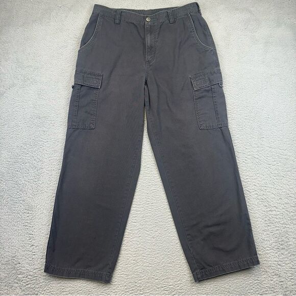 North Face Cargo Pants Men 34 Gray Canvas Cotton Outdoor Hiking Straight *32x28‎ - Picture 1 of 14